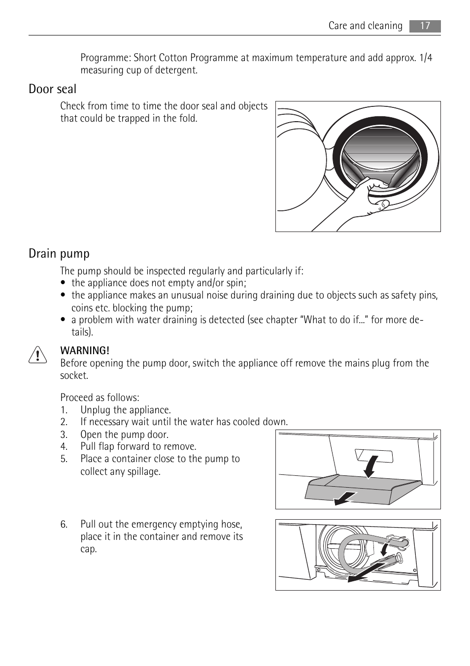 Door seal, Drain pump | Lava Soap 52840 User Manual | Page 17 / 32