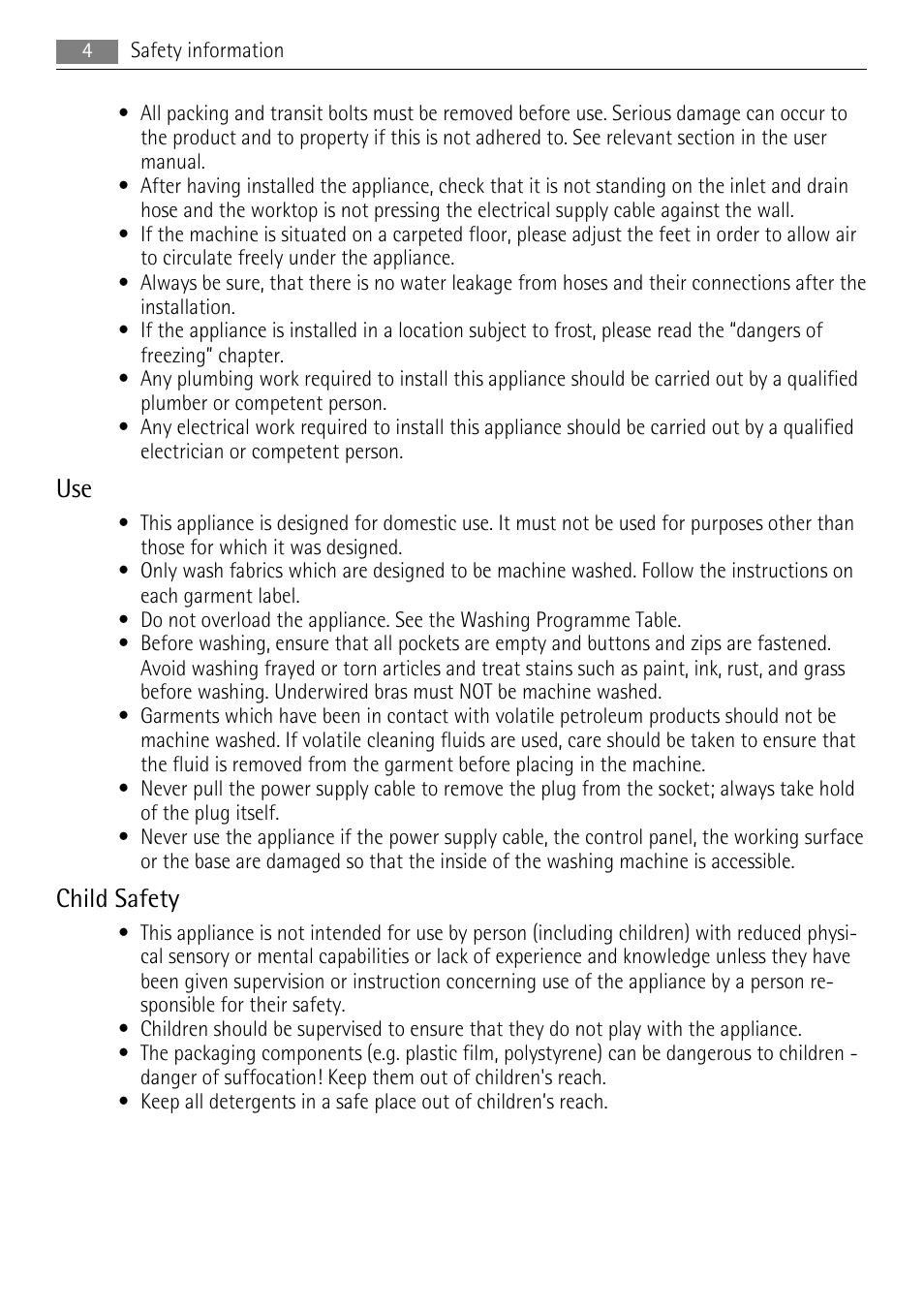 Child safety | Lava Soap 52840 User Manual | Page 4 / 32