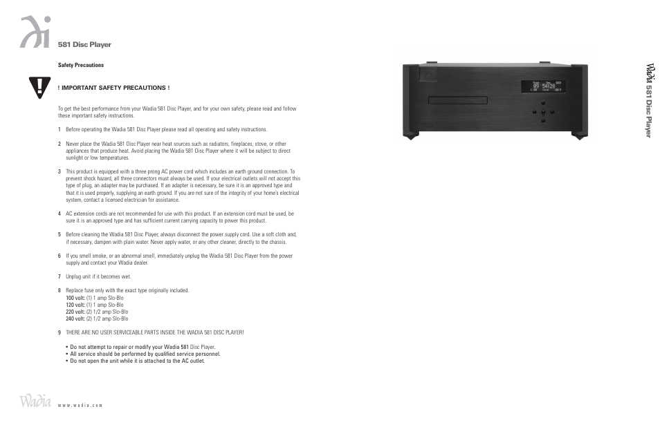 Wadia Digital 581 User Manual | Page 10 / 10
