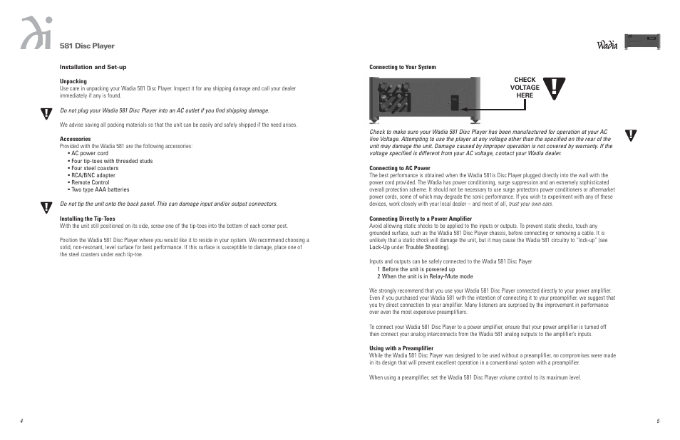 Wadia Digital 581 User Manual | Page 2 / 10