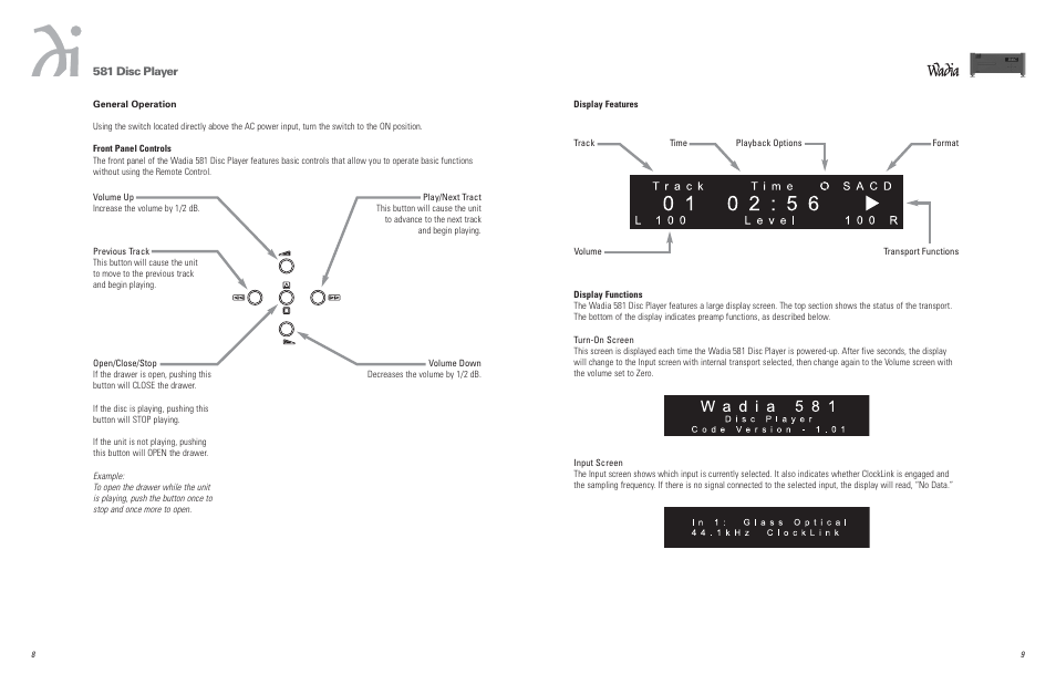 581 disc player | Wadia Digital 581 User Manual | Page 4 / 10
