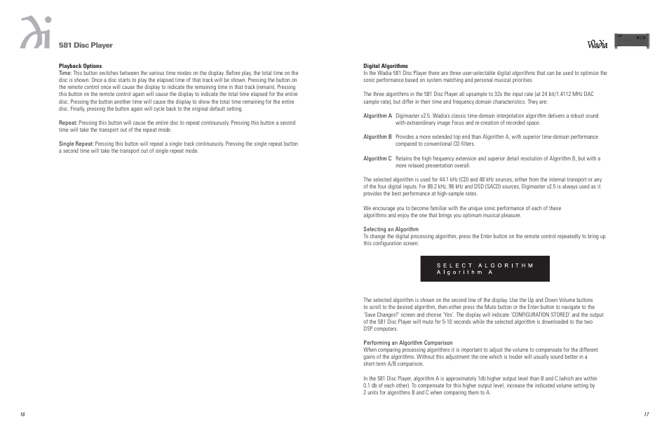 581 disc player | Wadia Digital 581 User Manual | Page 8 / 10