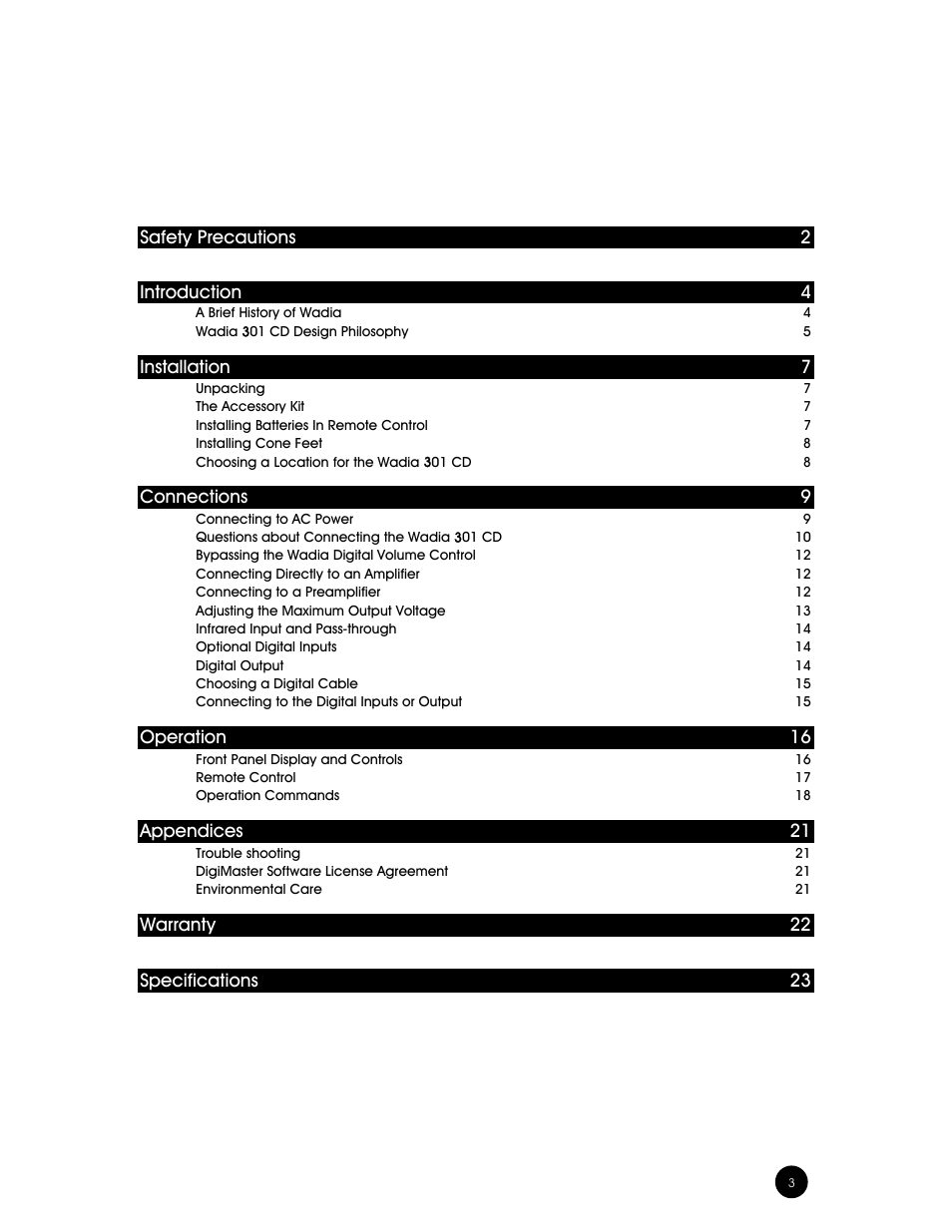 Wadia Digital Wadia 3301 User Manual | Page 3 / 24