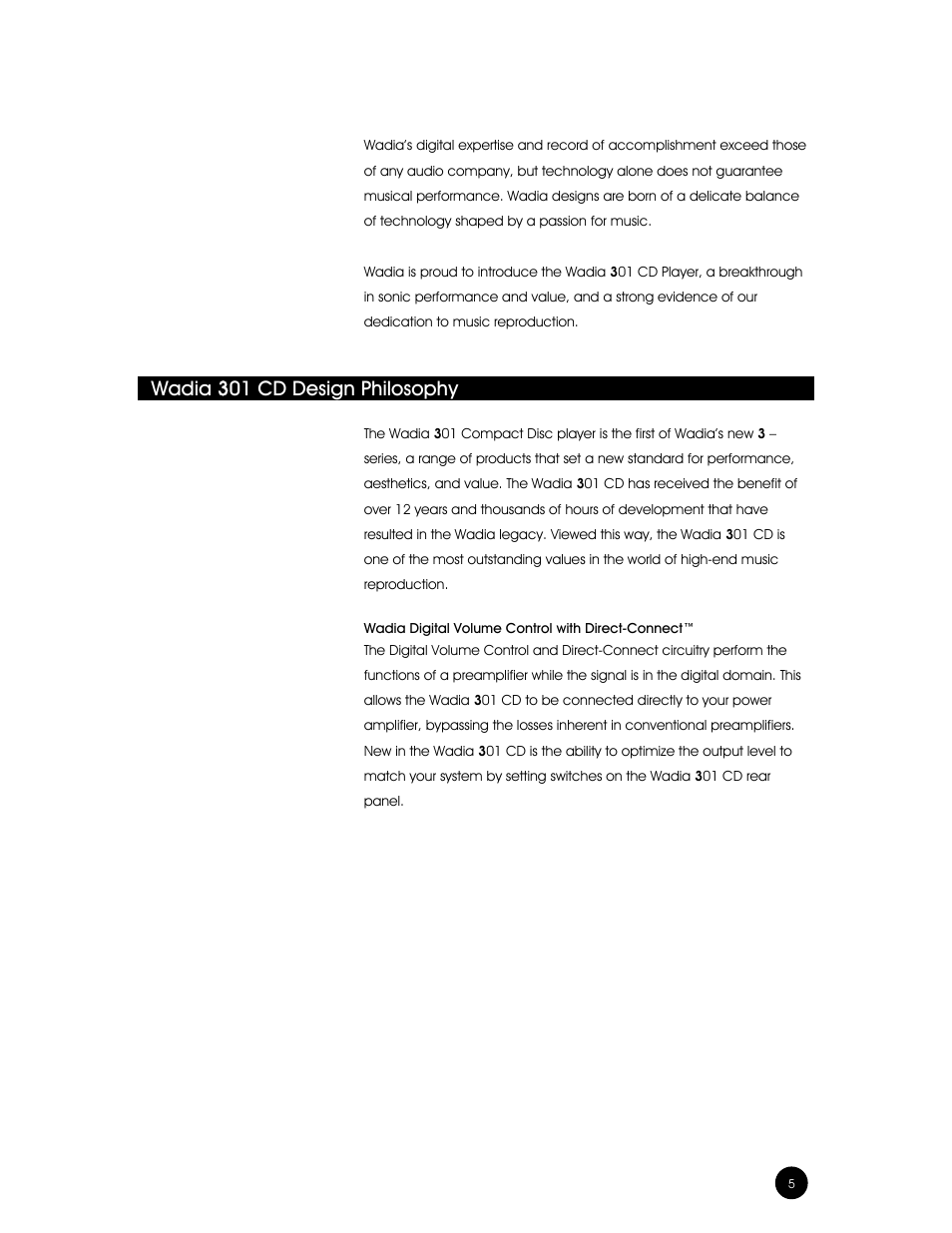 Wadia 301 cd design philosophy | Wadia Digital Wadia 3301 User Manual | Page 5 / 24