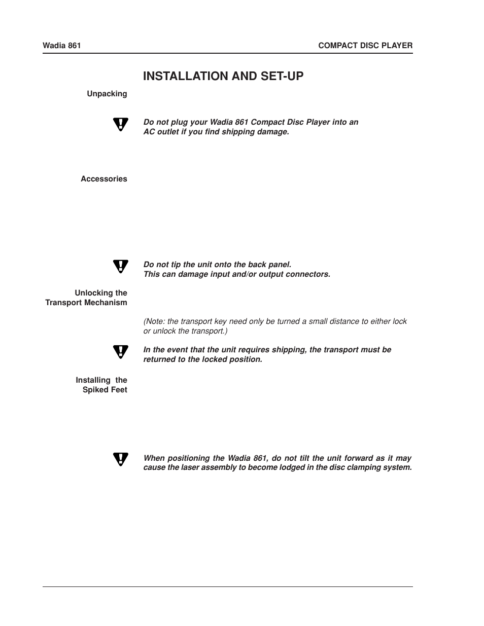 Installation and set-up | Wadia Digital 861 User Manual | Page 4 / 21