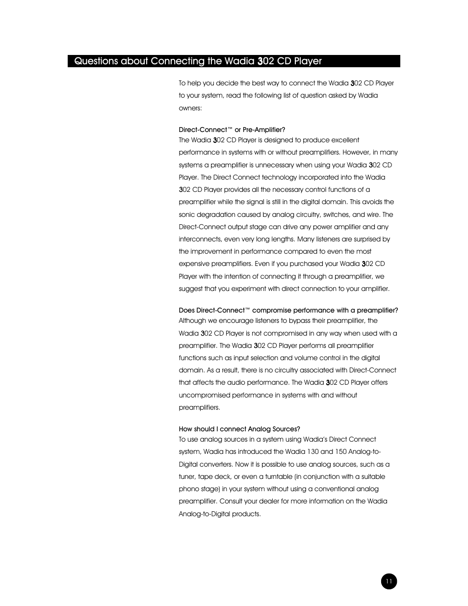 Wadia Digital 302 User Manual | Page 11 / 24