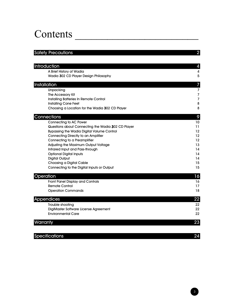 Wadia Digital 302 User Manual | Page 3 / 24