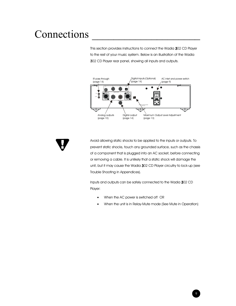 Connections | Wadia Digital 302 User Manual | Page 9 / 24