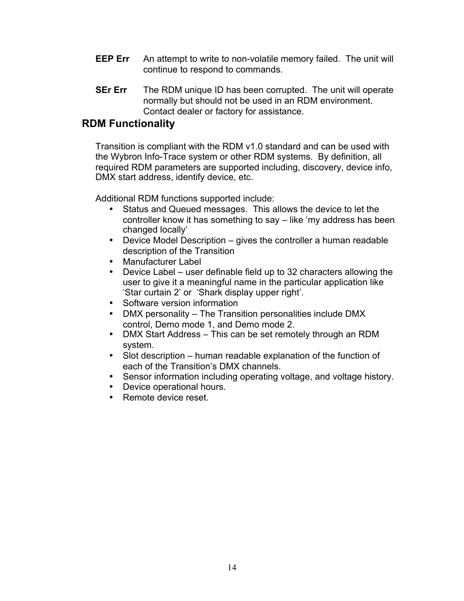 Wybron Transition Optic User Manual | Page 14 / 19