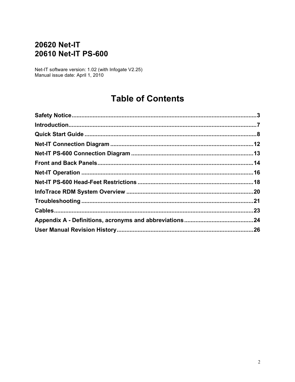 Wybron NET IT PS600 User Manual | Page 2 / 26