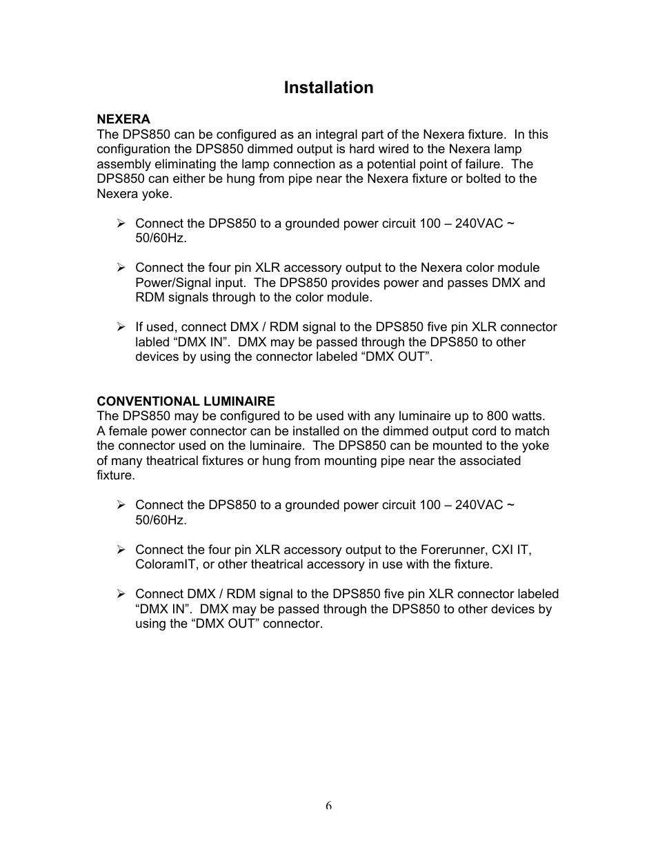 Installation | Wybron InfoTrace DPS850 User Manual | Page 6 / 15
