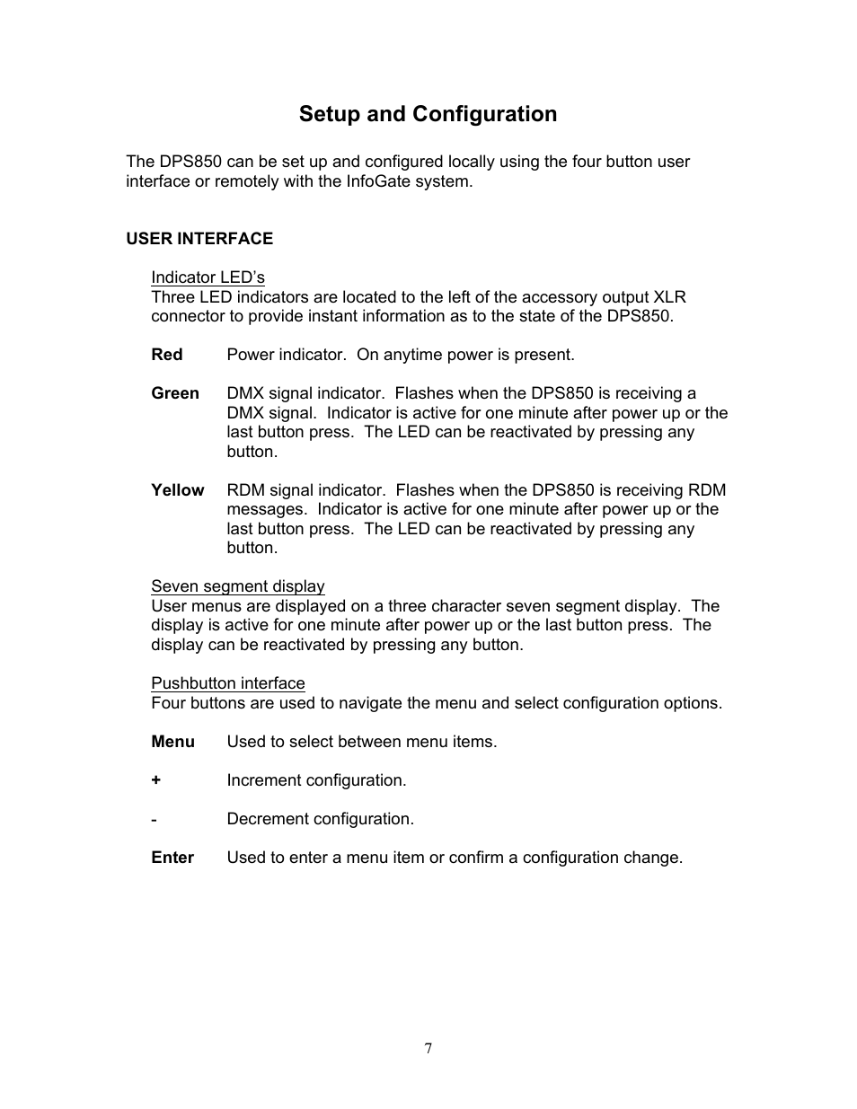 Setup and configuration | Wybron InfoTrace DPS850 User Manual | Page 7 / 15