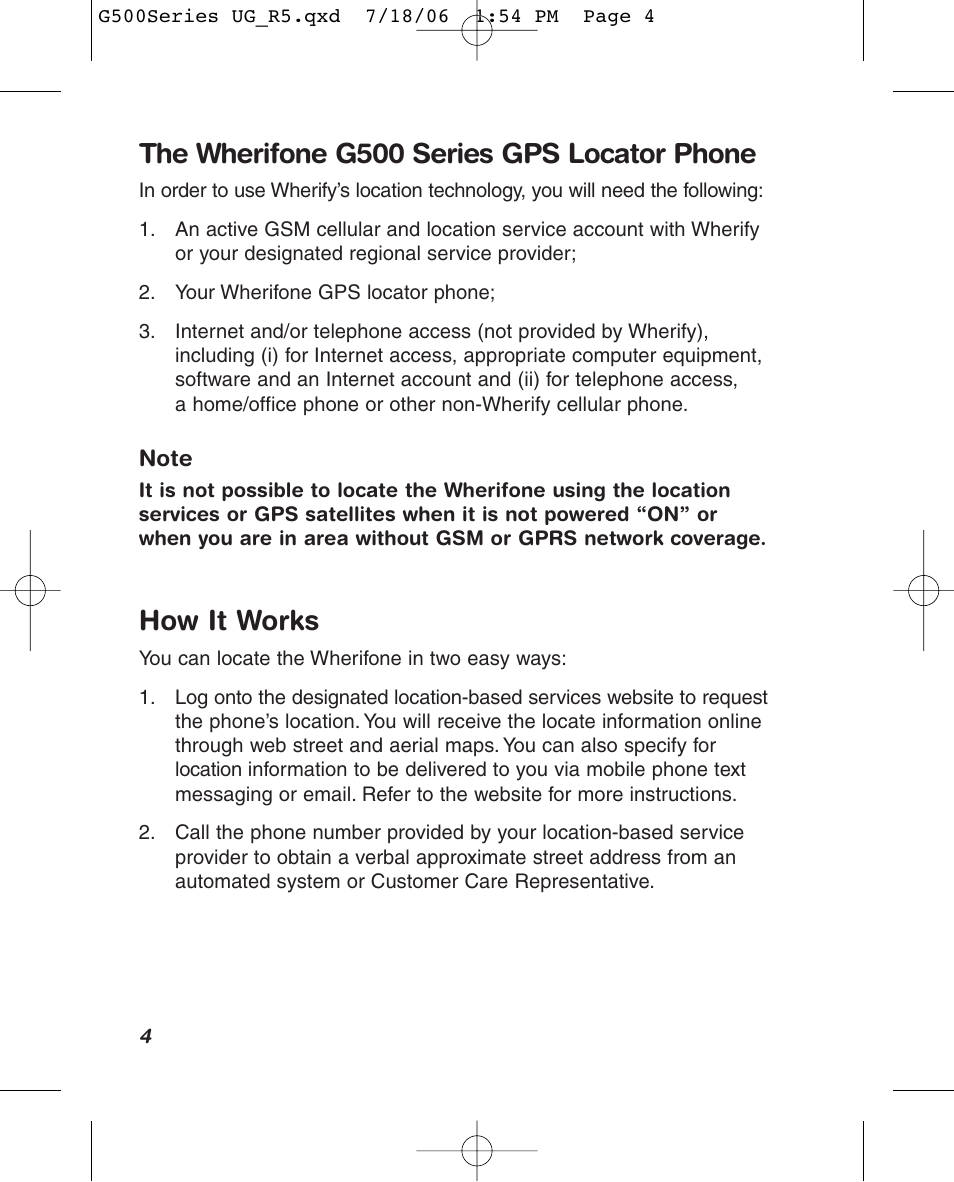 The wherifone g500 series gps locator phone, How it works | Wherify Wireless Wherifone G500 Series User Manual | Page 10 / 148