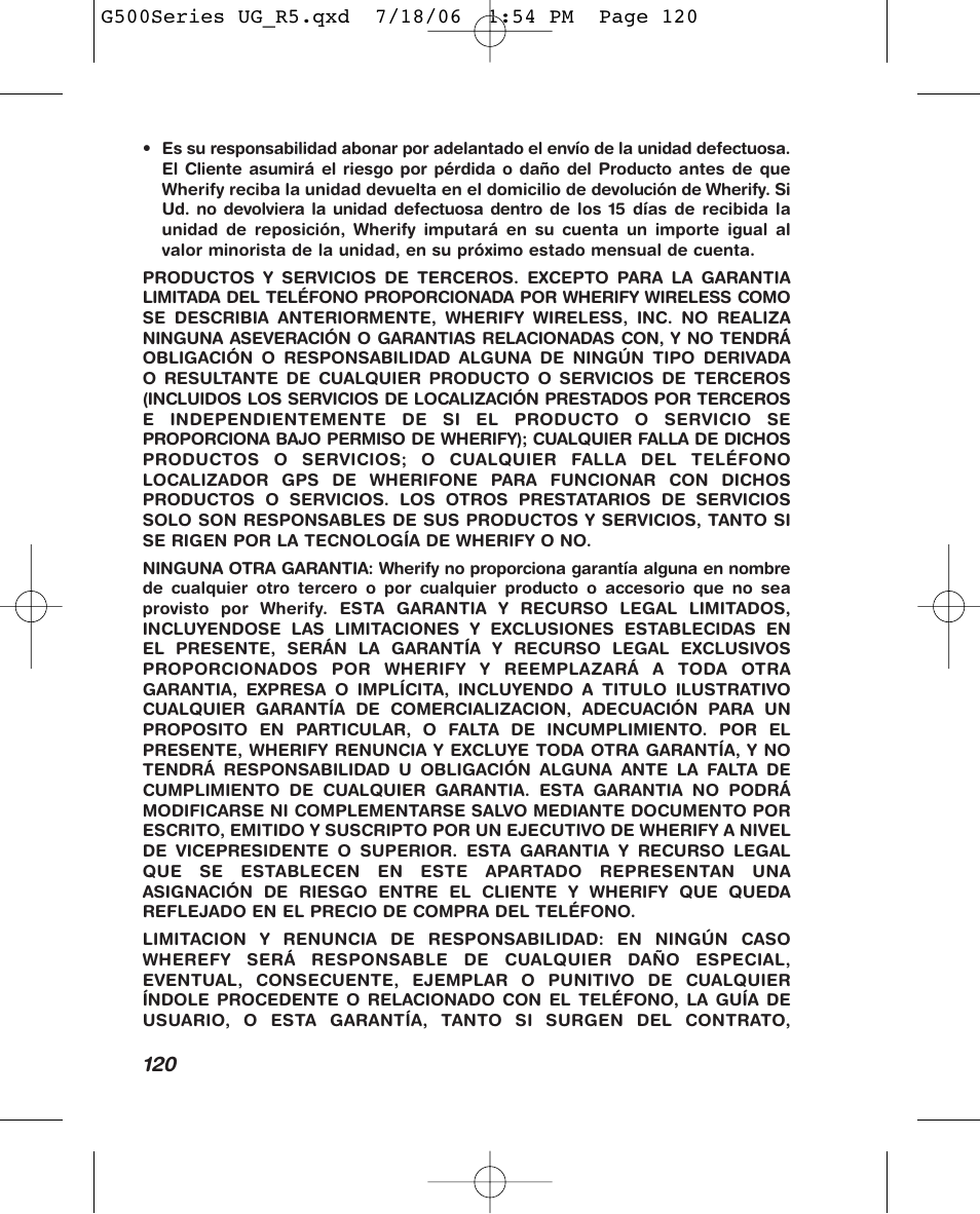 Wherify Wireless Wherifone G500 Series User Manual | Page 138 / 148