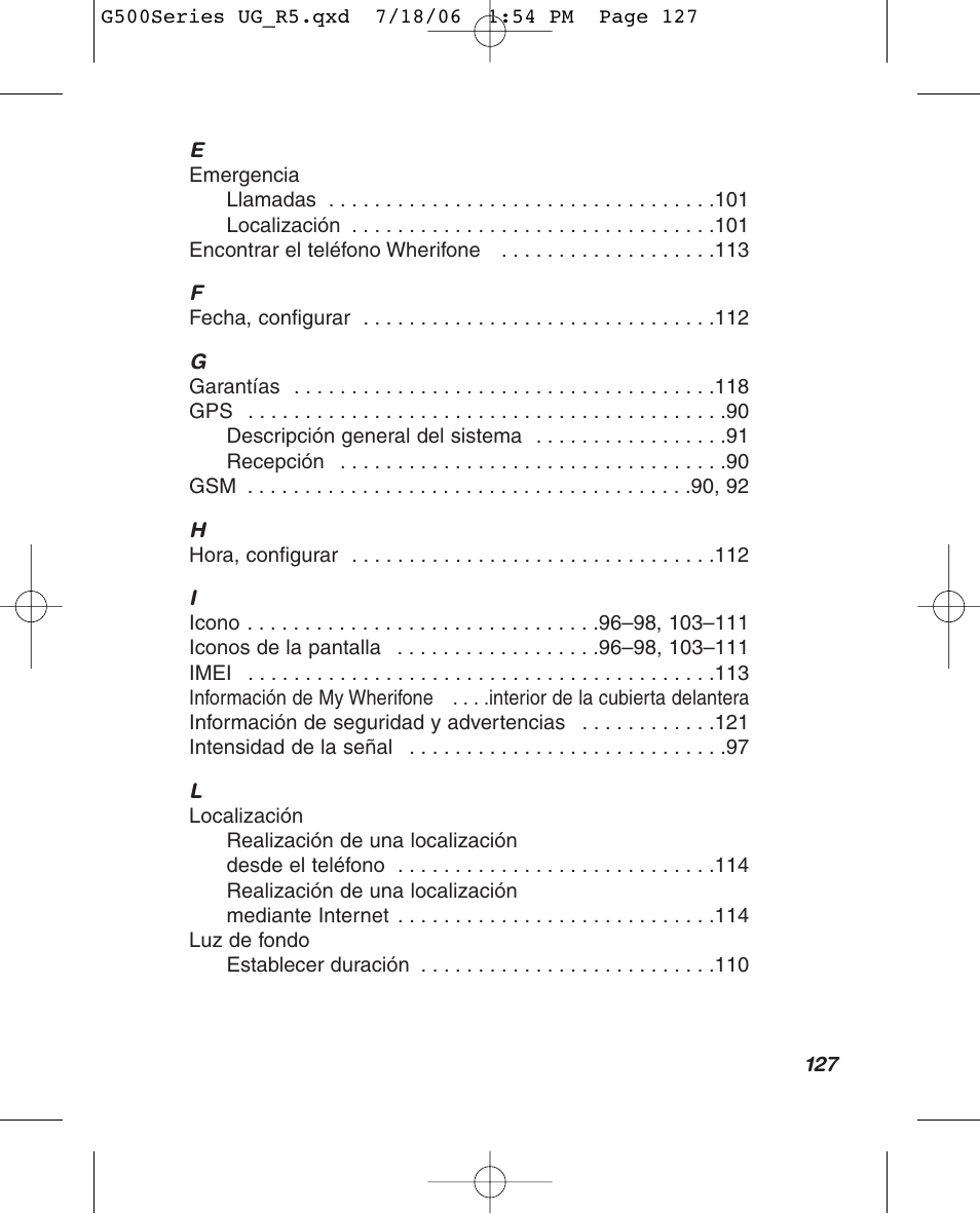 Wherify Wireless Wherifone G500 Series User Manual | Page 145 / 148