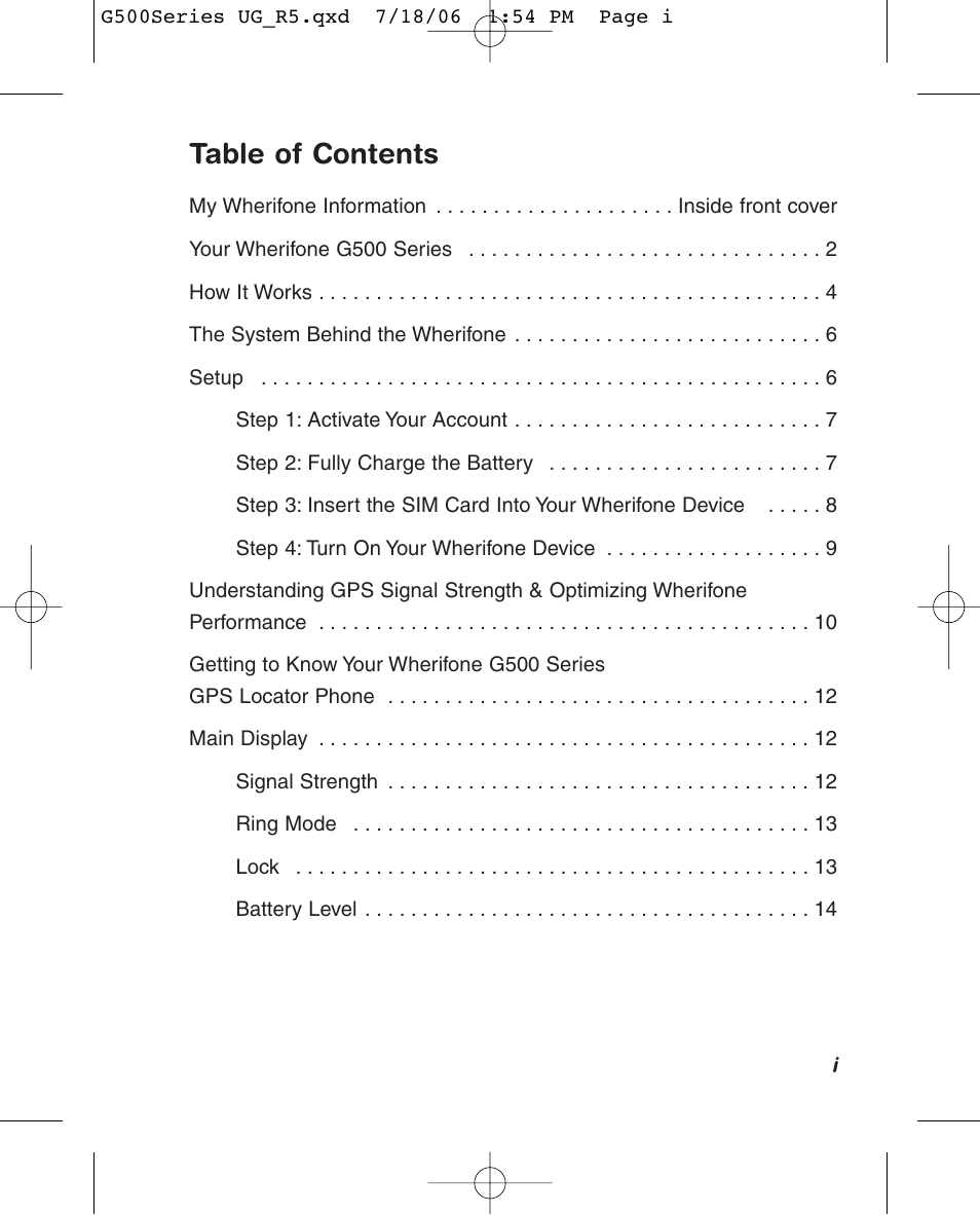 Wherify Wireless Wherifone G500 Series User Manual | Page 3 / 148