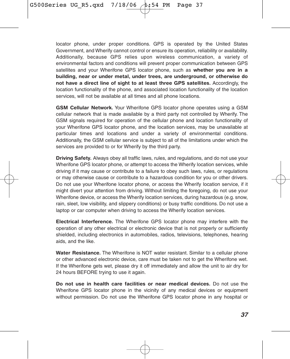Wherify Wireless Wherifone G500 Series User Manual | Page 43 / 148