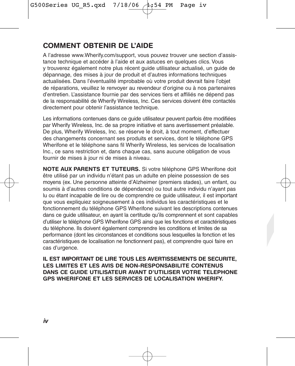 Wherify Wireless Wherifone G500 Series User Manual | Page 54 / 148