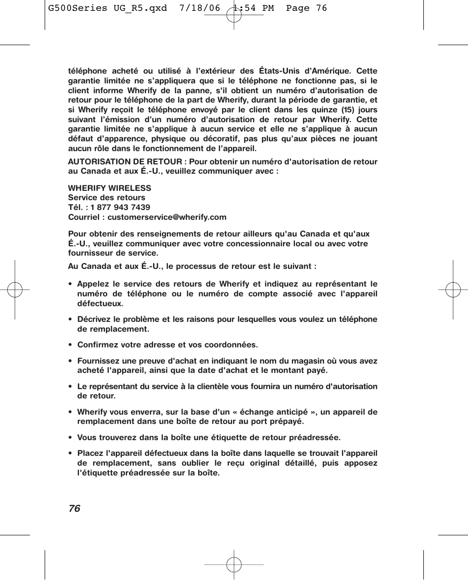 Wherify Wireless Wherifone G500 Series User Manual | Page 88 / 148