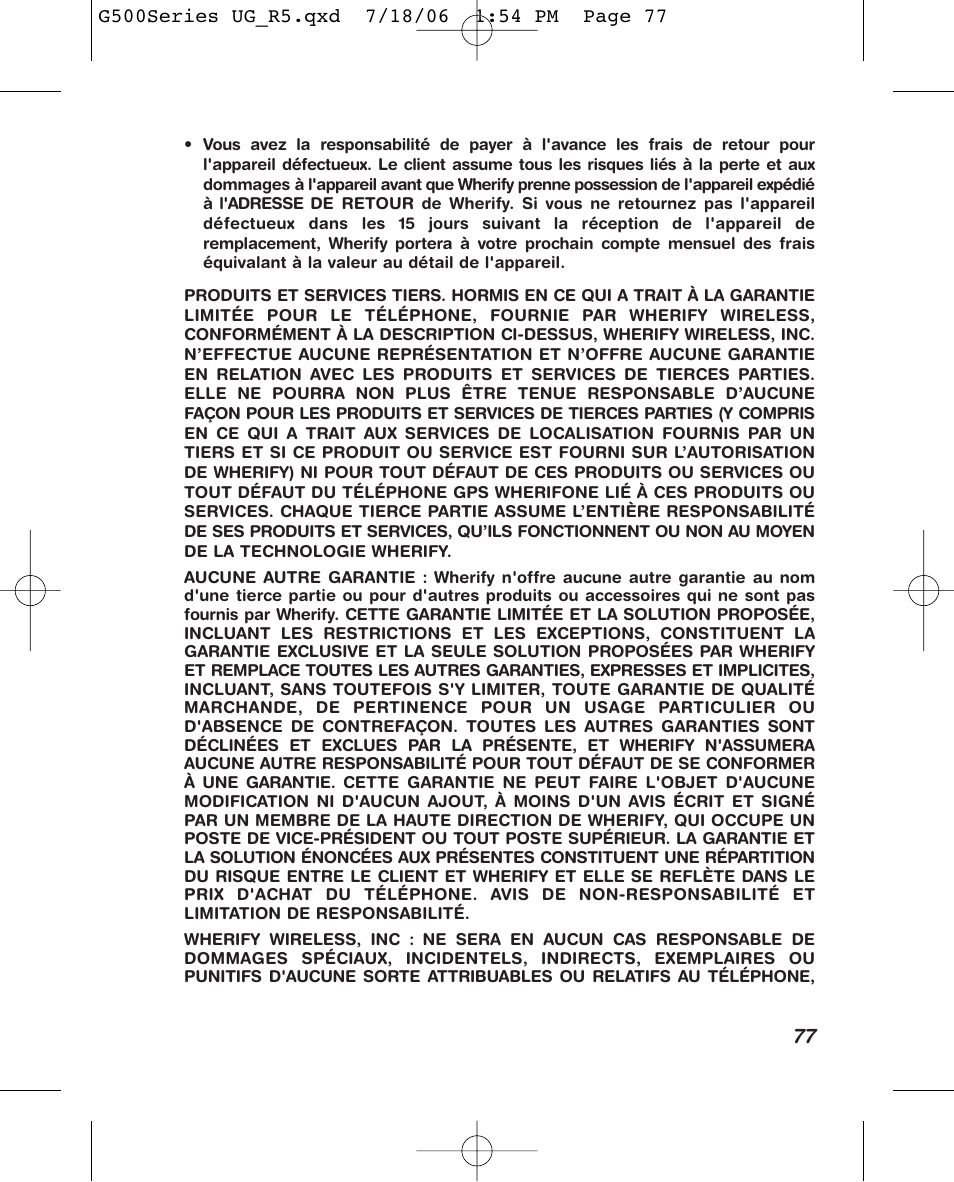 Wherify Wireless Wherifone G500 Series User Manual | Page 89 / 148