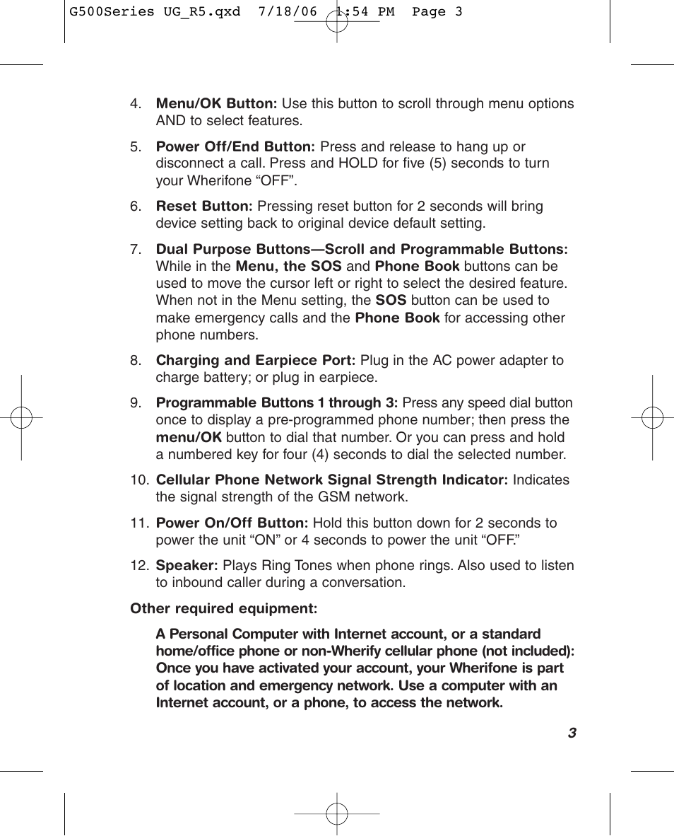 Wherify Wireless Wherifone G500 Series User Manual | Page 9 / 148
