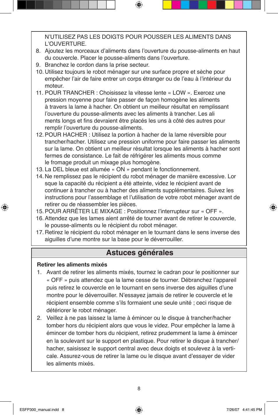 Astuces générales | West Bend ESFP300 User Manual | Page 18 / 31