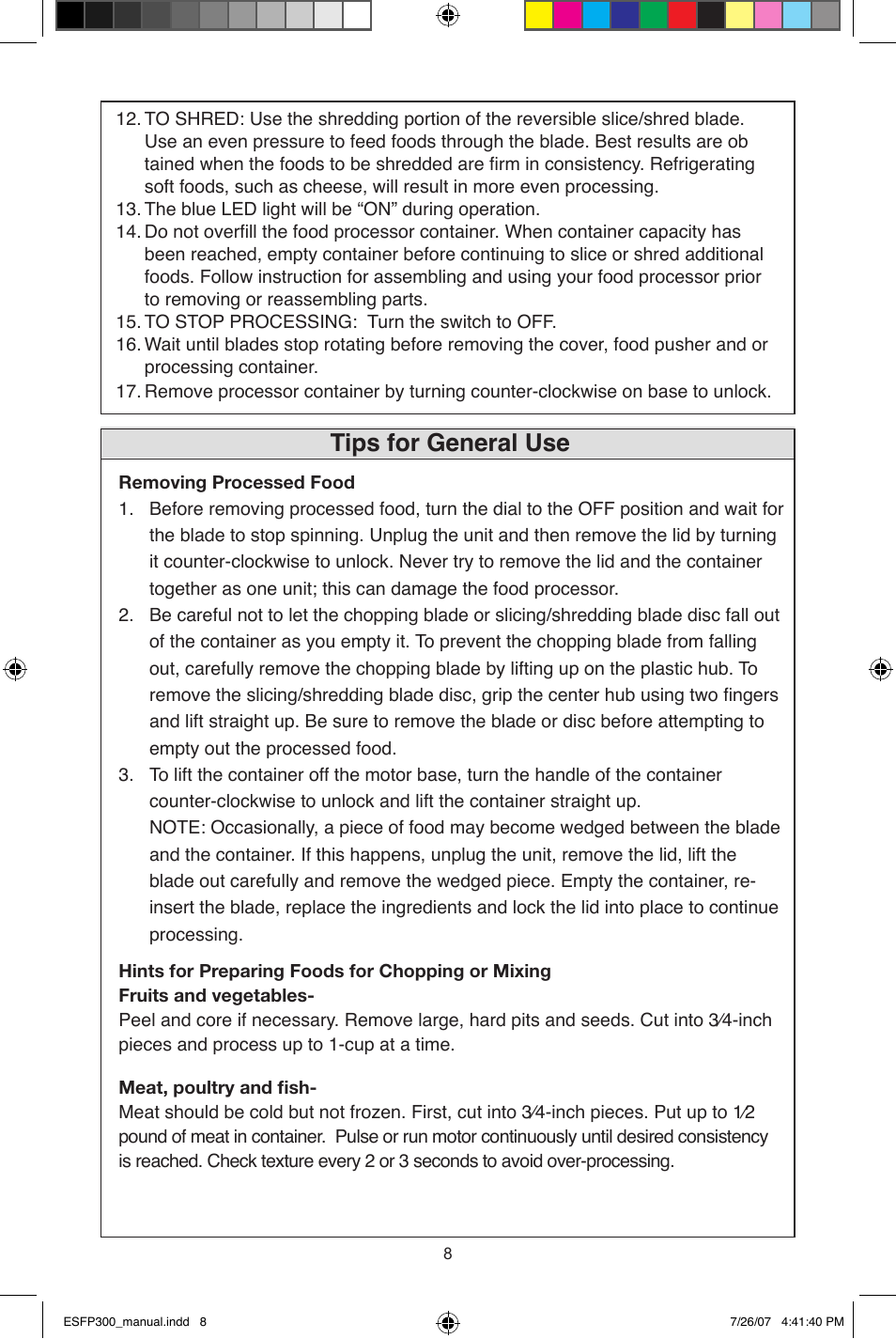 Tips for general use | West Bend ESFP300 User Manual | Page 8 / 31