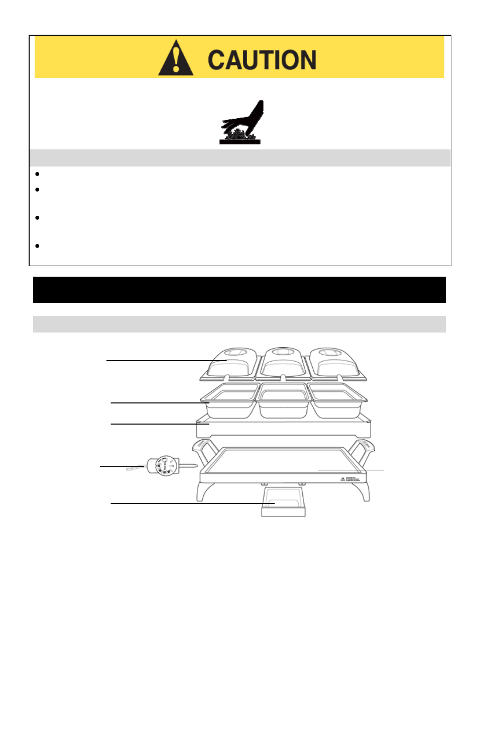 Heat precautions, Using your buffet server/griddle, Clear cover | Griddle, Save these instructions | West Bend PROferred L5673 User Manual | Page 4 / 28