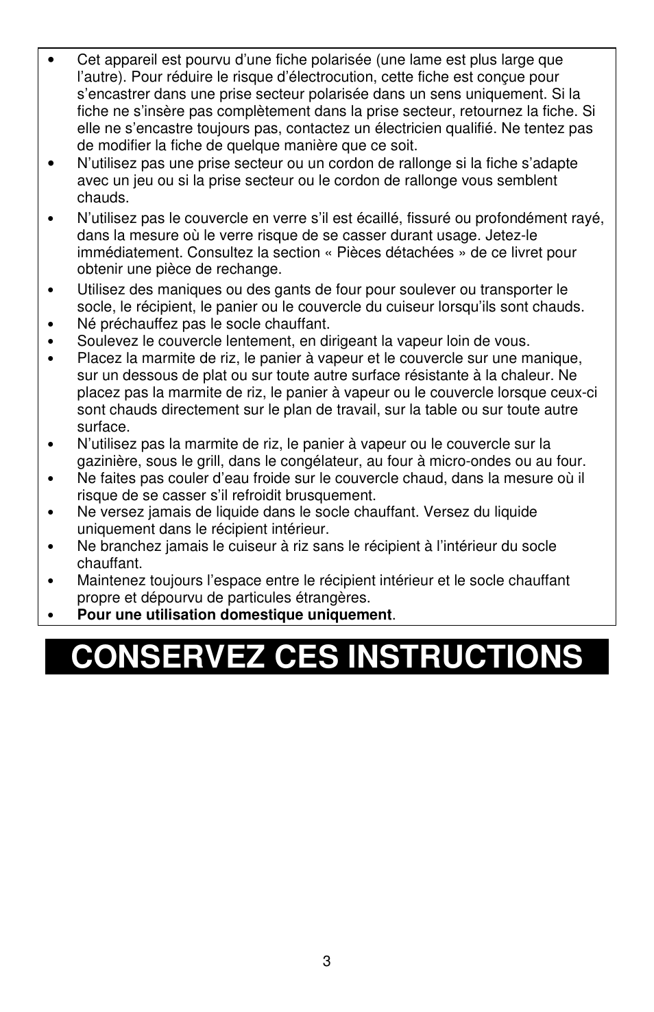 Conservez ces instructions | West Bend L5808 User Manual | Page 10 / 24
