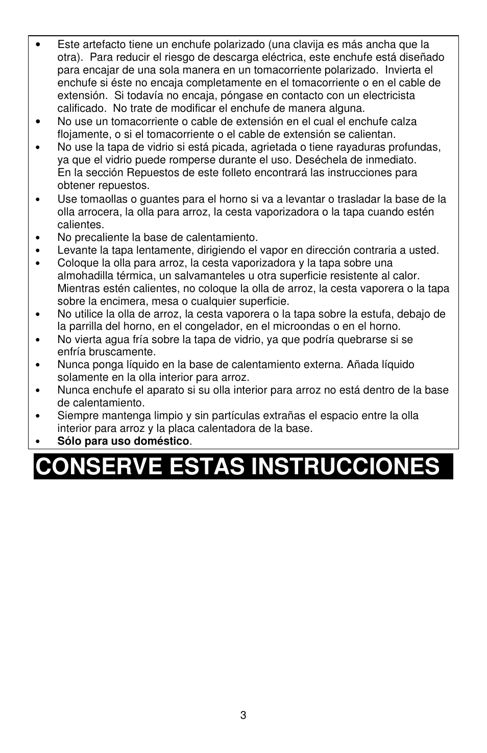 Conserve estas instrucciones | West Bend L5808 User Manual | Page 18 / 24