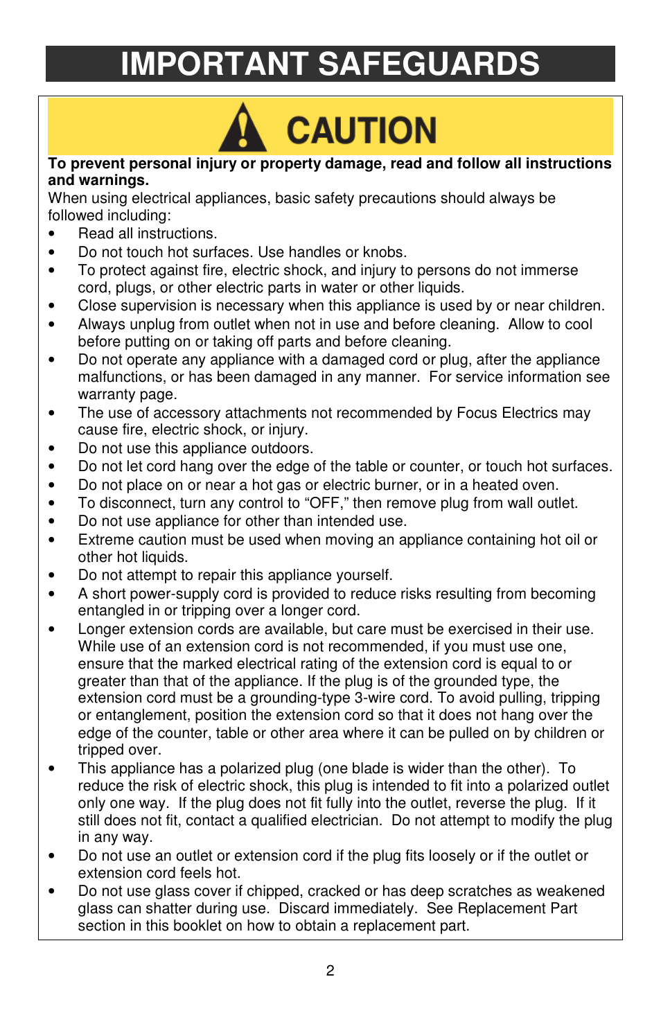 Important safeguards | West Bend L5808 User Manual | Page 2 / 24