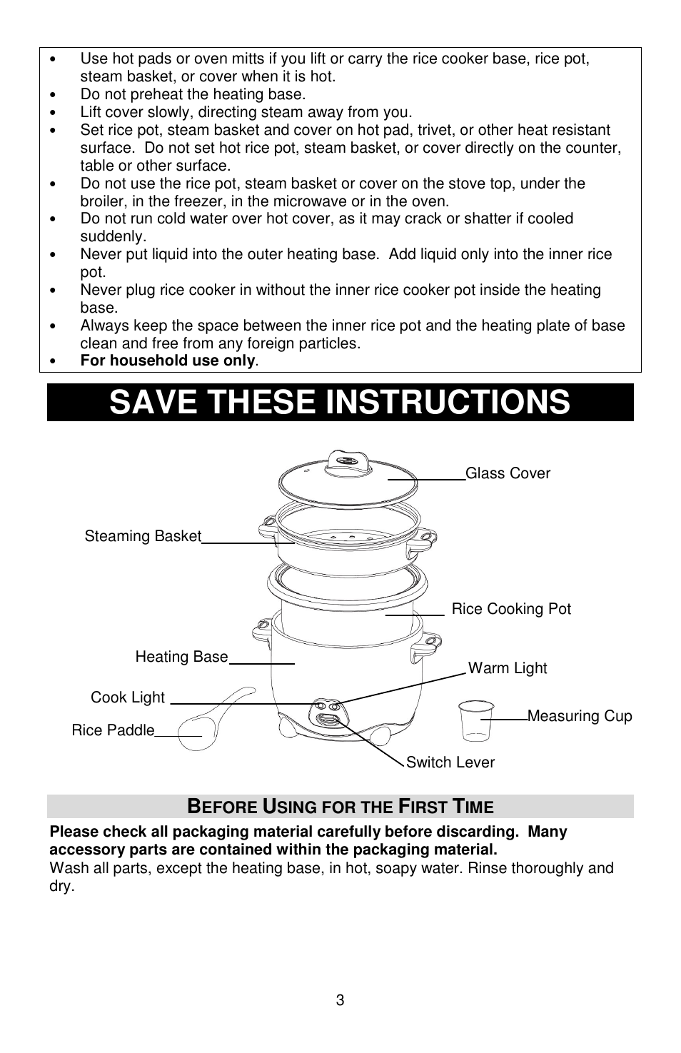 Save these instructions | West Bend L5808 User Manual | Page 3 / 24