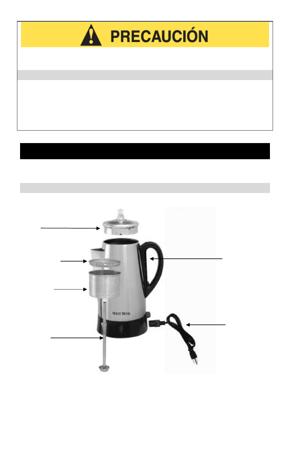Conserve estas instrucciones, Precauciones de uso cerca de niños, Conozca su cafetera eléctrica | West Bend Coffeemaker User Manual | Page 20 / 24