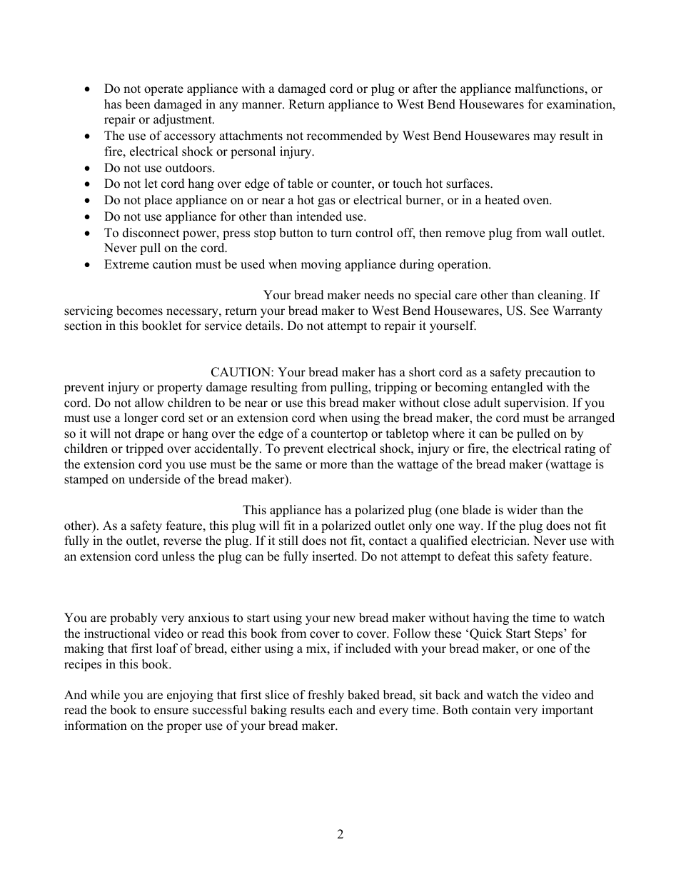 West Bend L4805 User Manual | Page 2 / 53