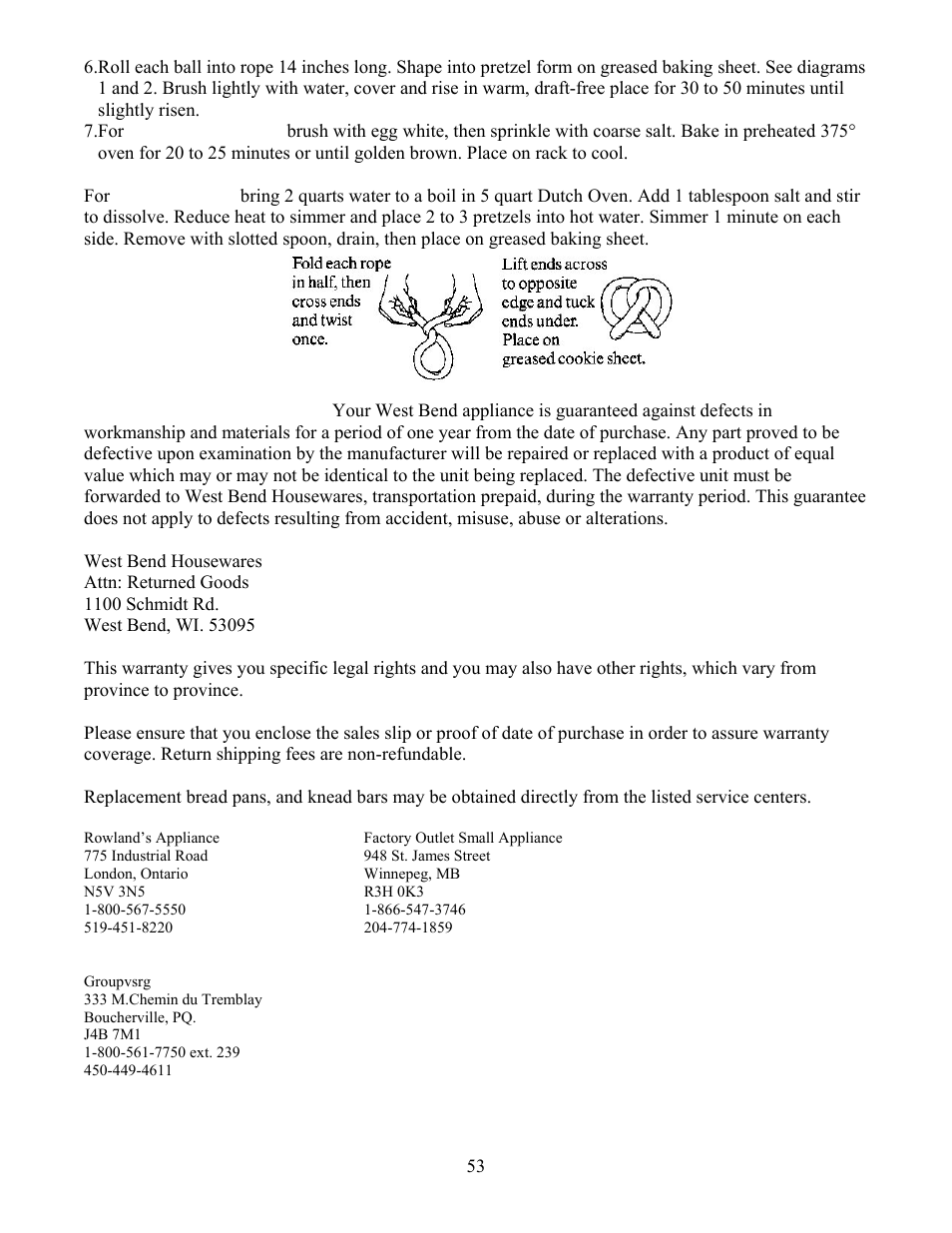 West Bend L4805 User Manual | Page 53 / 53