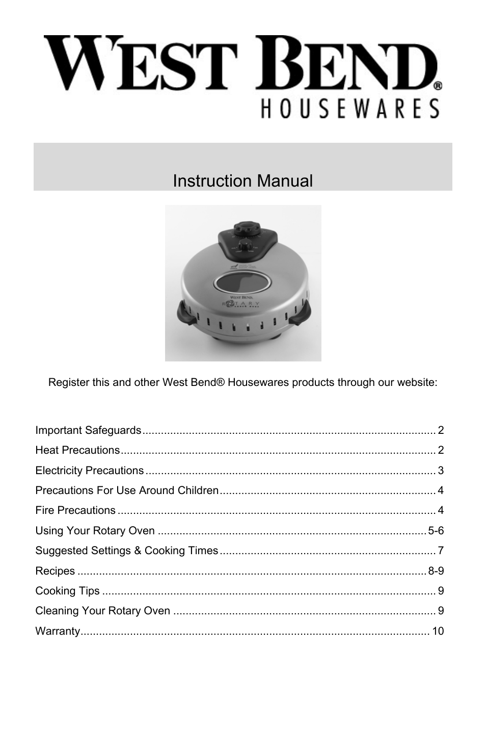 West Bend Rotisserie Oven User Manual | 32 pages