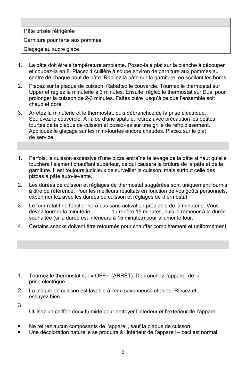 Conseils de cuisson, Nettoyage du four rotatif | West Bend Rotisserie Oven User Manual | Page 19 / 32