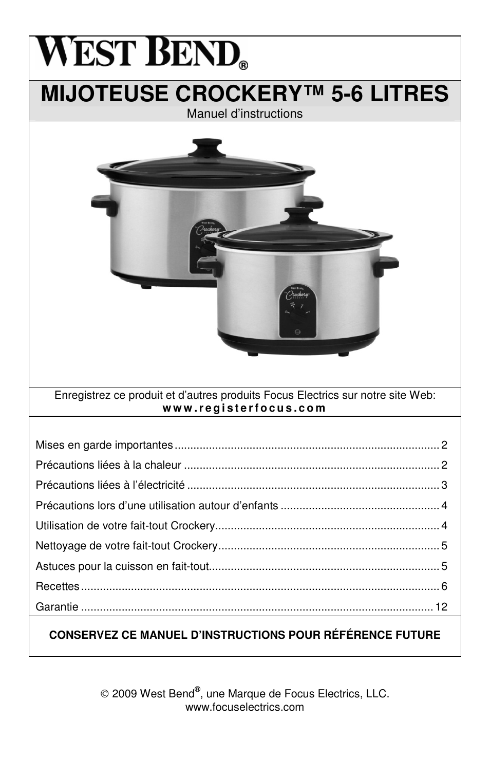 Mijoteuse crockery™ 5-6 litres | West Bend QUART CROCKERY 7 User Manual | Page 13 / 36