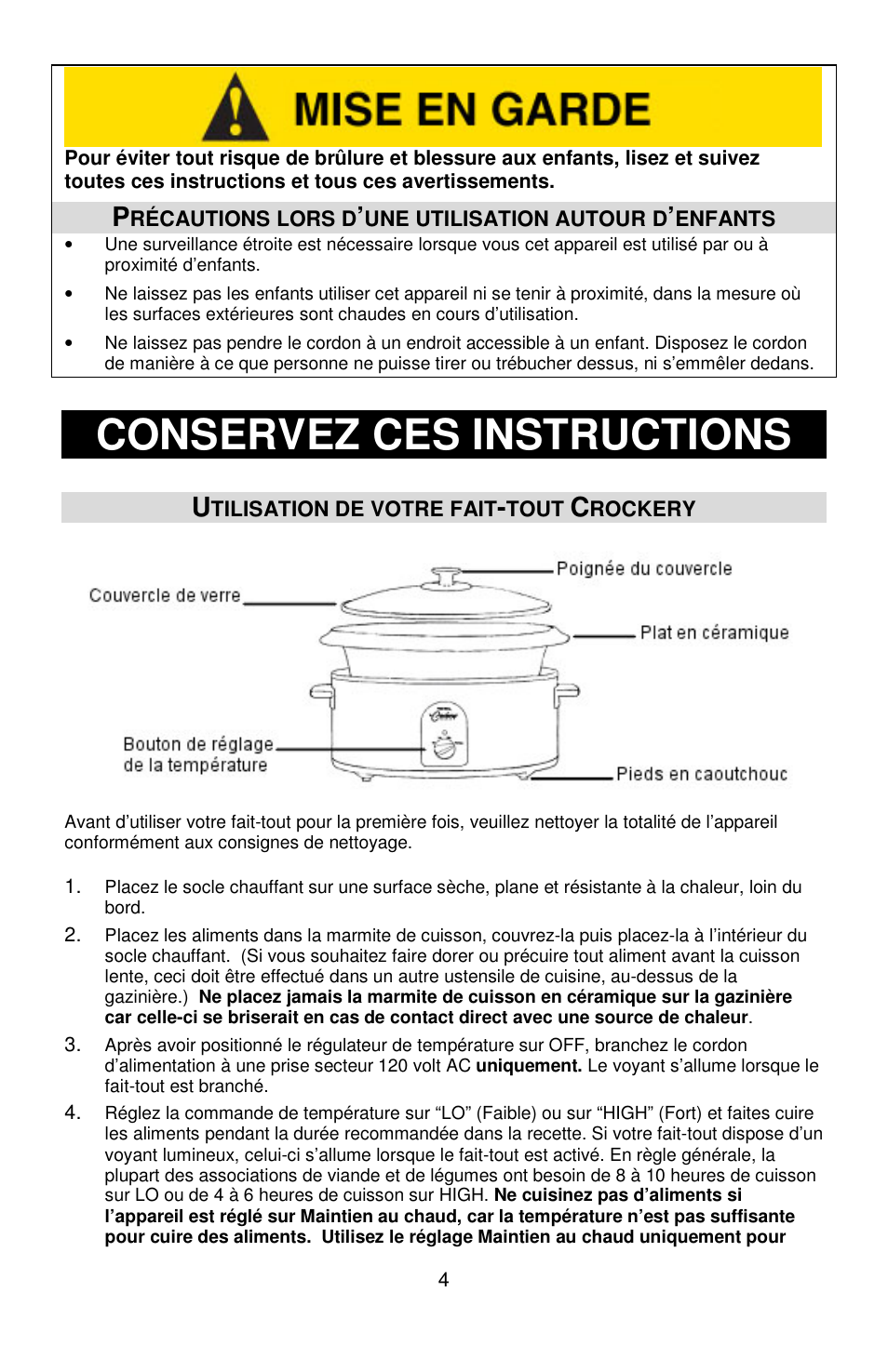 Conservez ces instructions | West Bend QUART CROCKERY 7 User Manual | Page 16 / 36