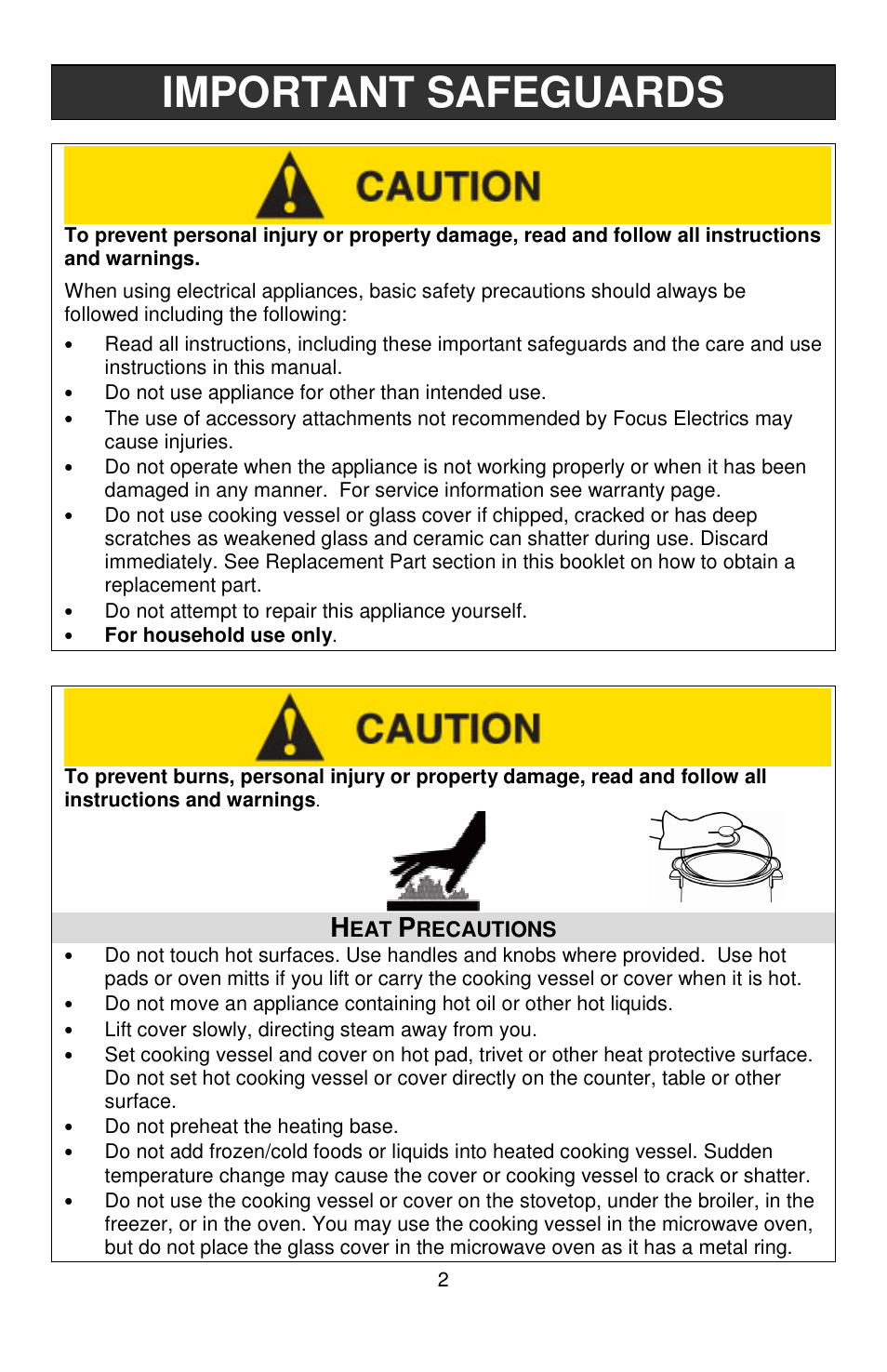 Important safeguards | West Bend QUART CROCKERY 7 User Manual | Page 2 / 36
