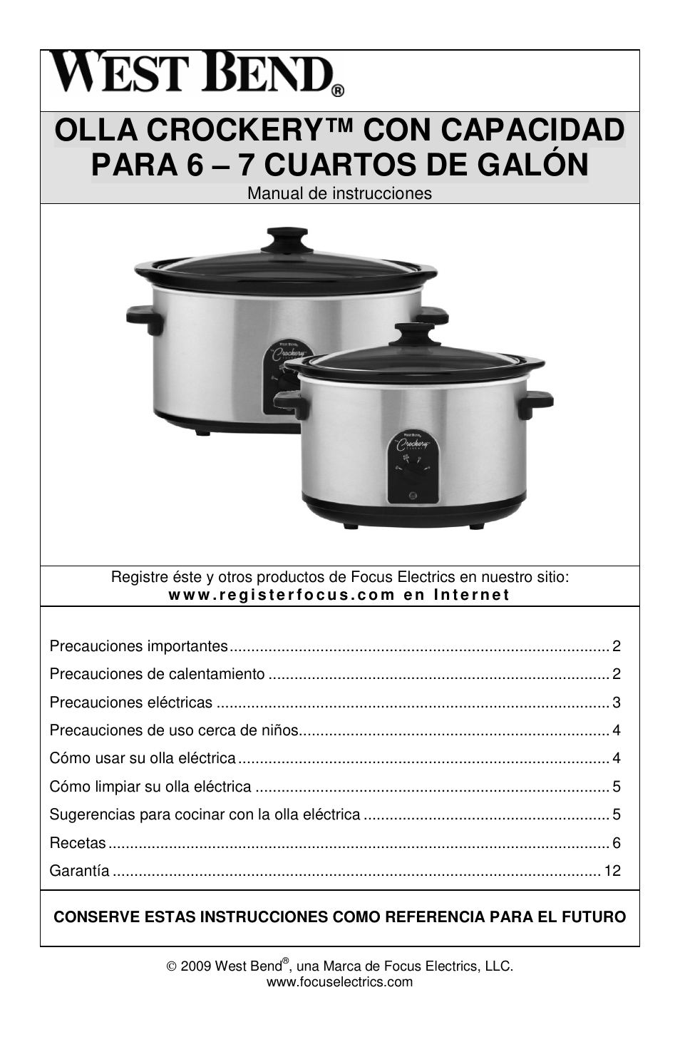 West Bend QUART CROCKERY 7 User Manual | Page 25 / 36