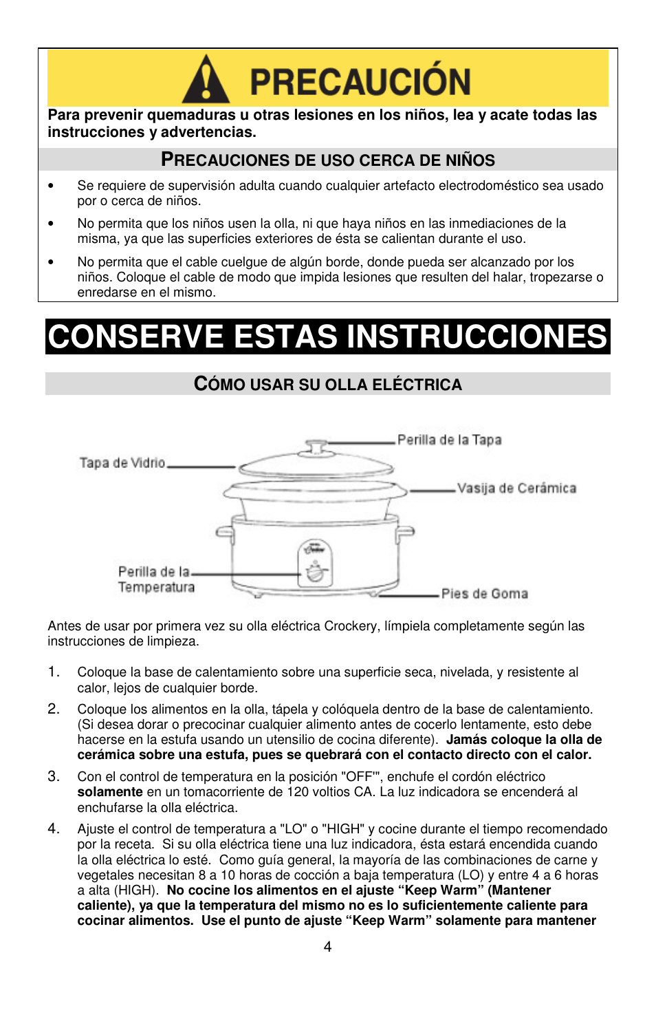 Conserve estas instrucciones | West Bend QUART CROCKERY 7 User Manual | Page 28 / 36