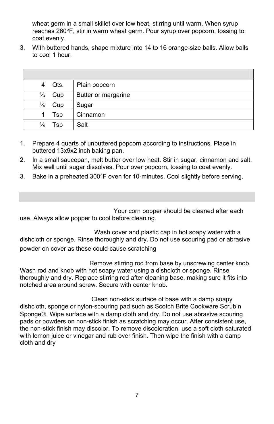 Cleaning your stir crazy® corn popper | West Bend 8 quart User Manual | Page 7 / 24