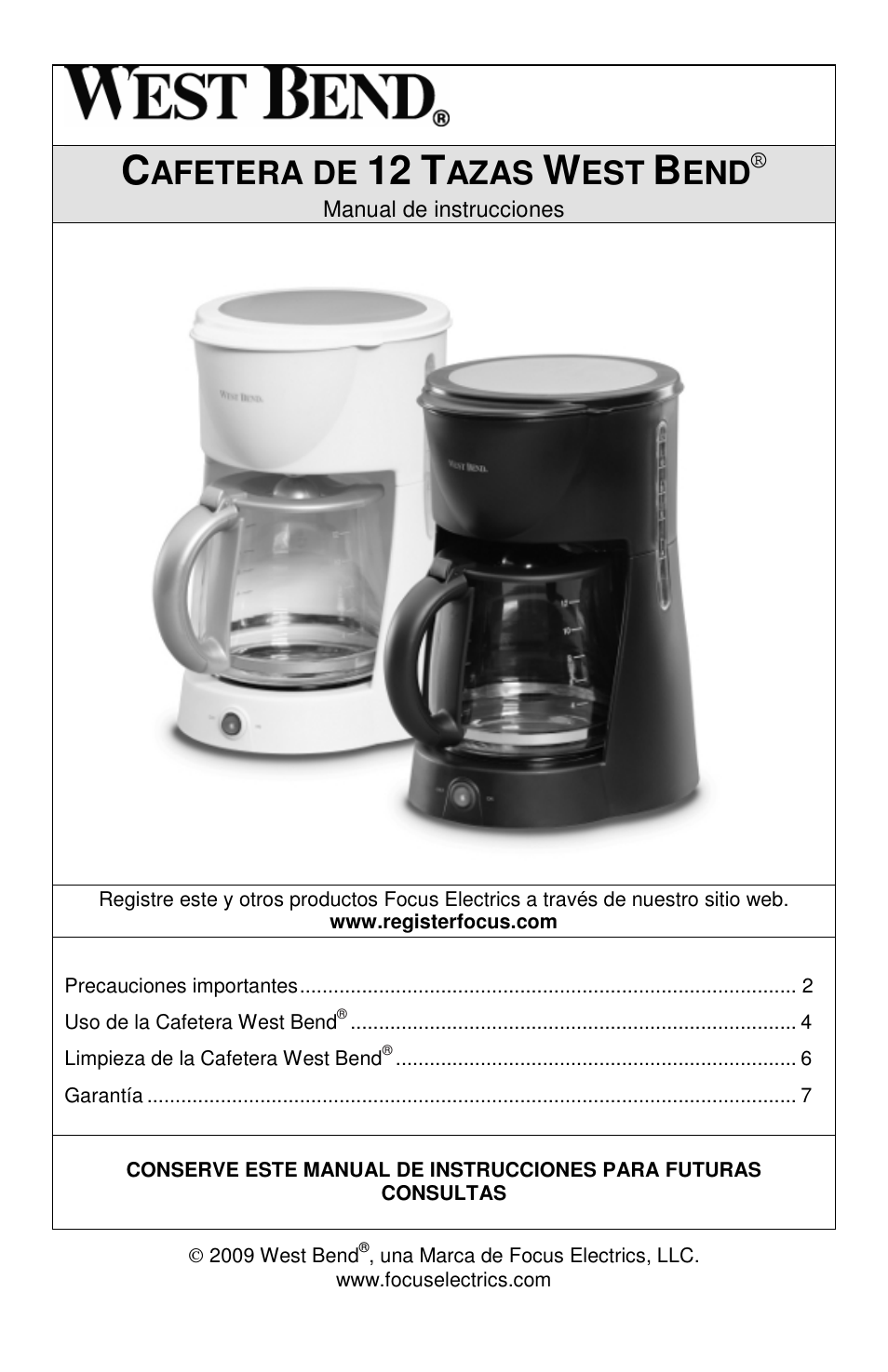 Afetera de, Azas | West Bend 56310 User Manual | Page 17 / 24