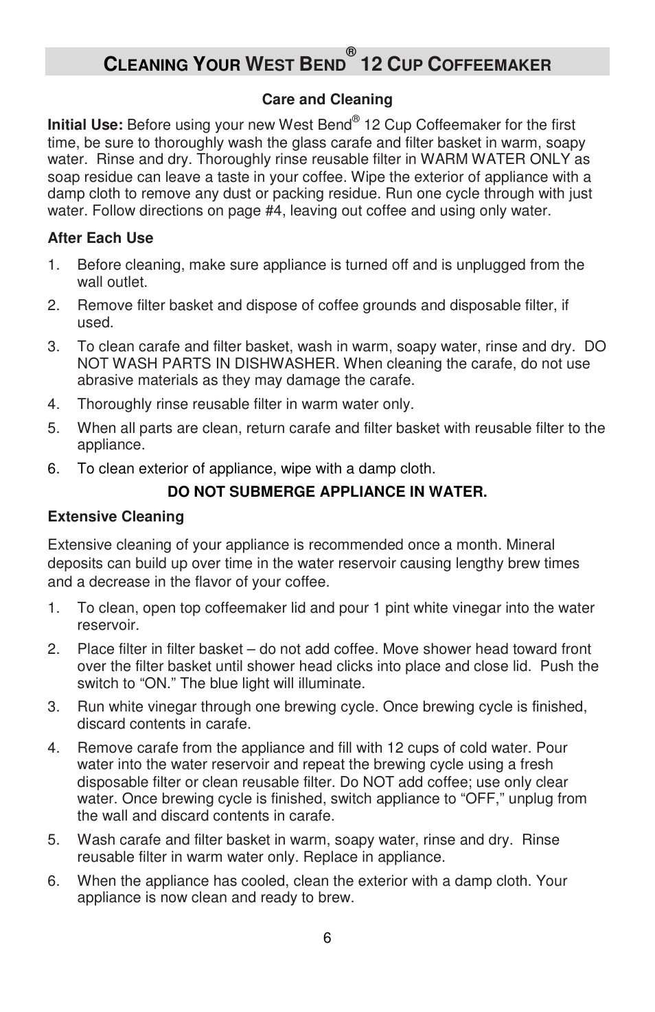 West Bend 56310 User Manual | Page 6 / 24
