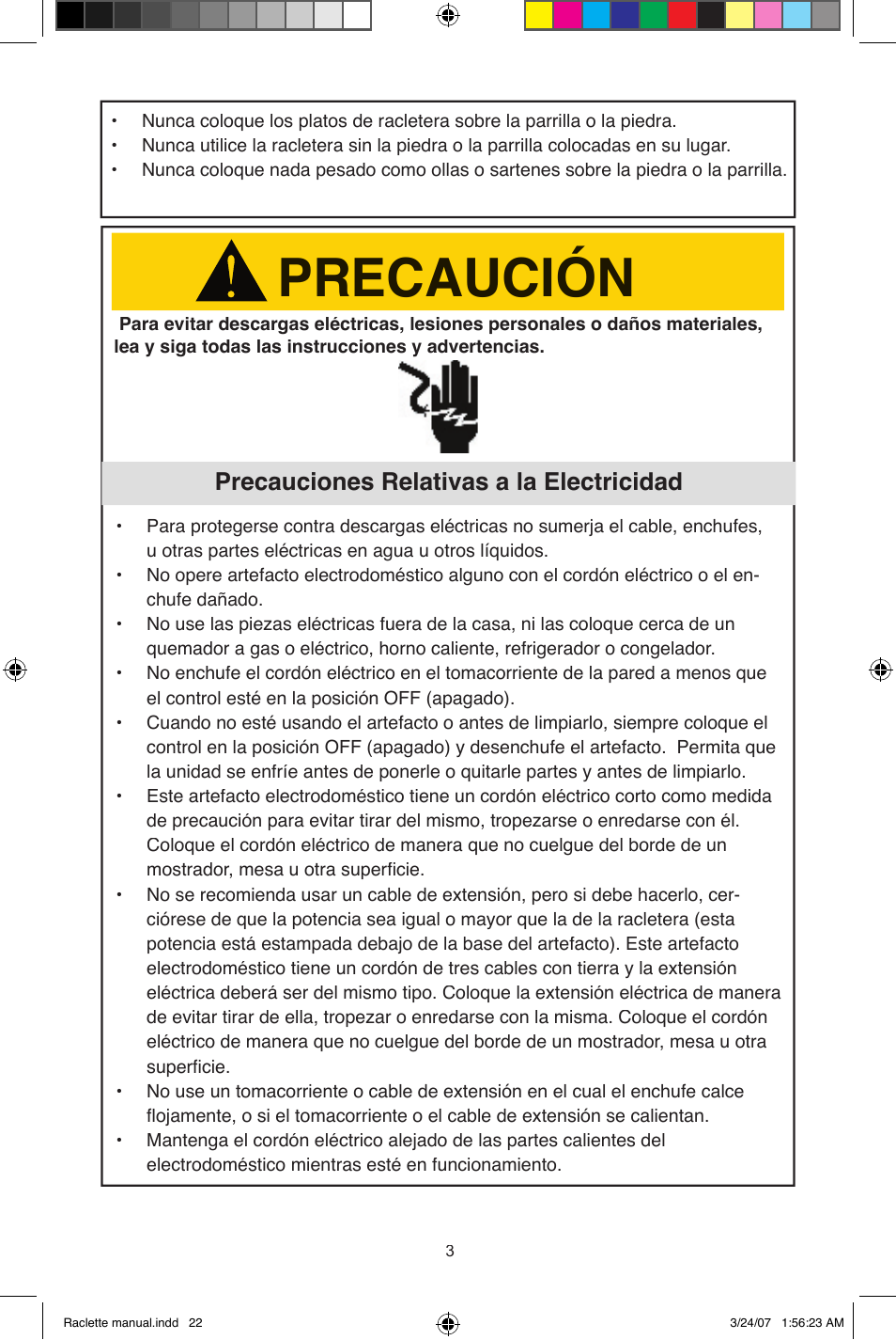 Precaución, Precauciones relativas a la electricidad | West Bend Fondue Maker User Manual | Page 22 / 28