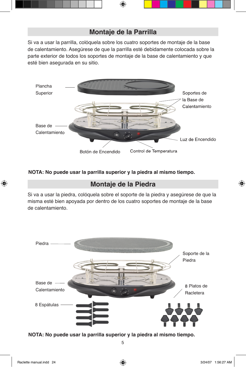 Montaje de la parrilla, Montaje de la piedra | West Bend Fondue Maker User Manual | Page 24 / 28