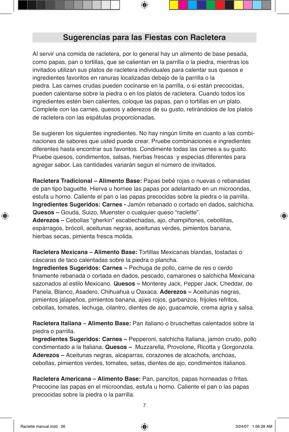 Sugerencias para las fiestas con racletera | West Bend Fondue Maker User Manual | Page 26 / 28