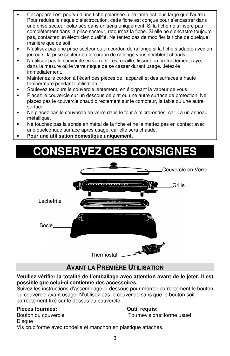 Conservez ces consignes | West Bend SOUNDSTATION VTX 1000 User Manual | Page 11 / 25