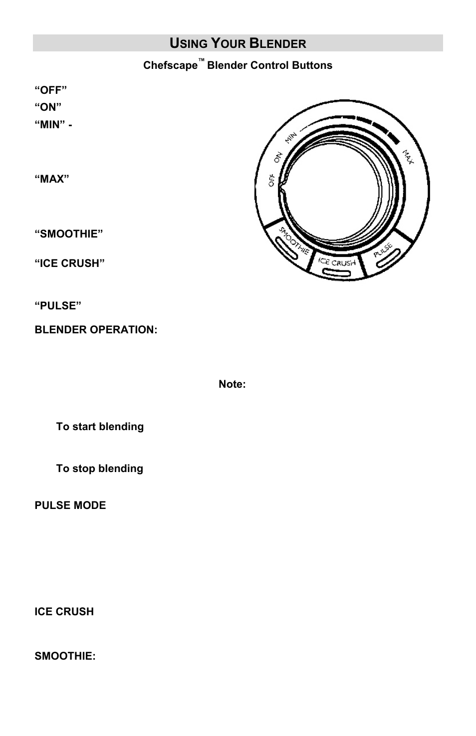 Using your blender | West Bend Chefscape PBL1000 User Manual | Page 5 / 44